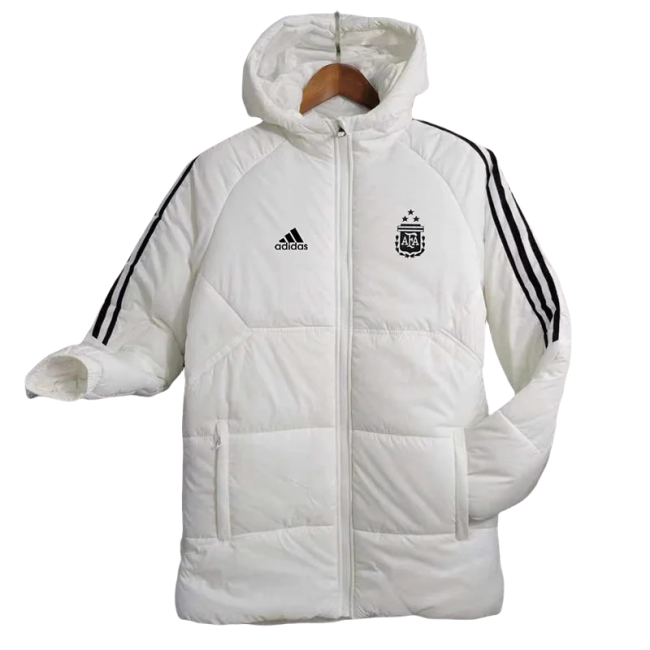 23-24 Argentina White Hooded Cotton Coat Black Edge (黑色边) 棉衣