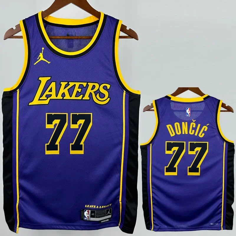 22-23 Lakers DONCIC #77 Purple Top Quality Hot Pressing NBA Jersey (Trapeze Edition)
