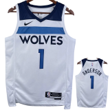 22-23 Timberwolves ANDERSON #1 White Top Quality Hot Pressing NBA Jersey