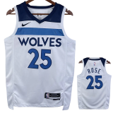 22-23 Timberwolves ROSE #25 White Top Quality Hot Pressing NBA Jersey