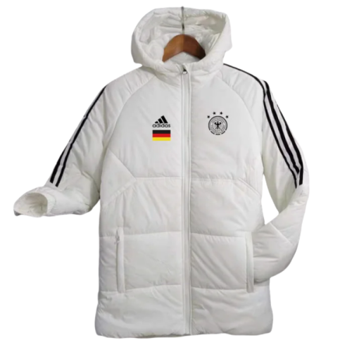 23-24 Germany White Hooded Cotton Coat Black Edge