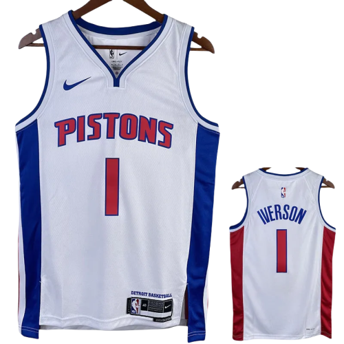 22-23 Pistons IVERSON #1 White Top Quality Hot Pressing NBA Jersey