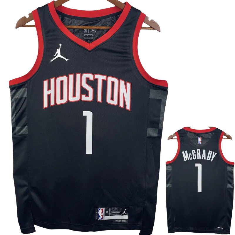 23-24 Rockets McGRADY #1 Black Top Quality Hot Pressing NBA Jersey (Trapeze Edition)