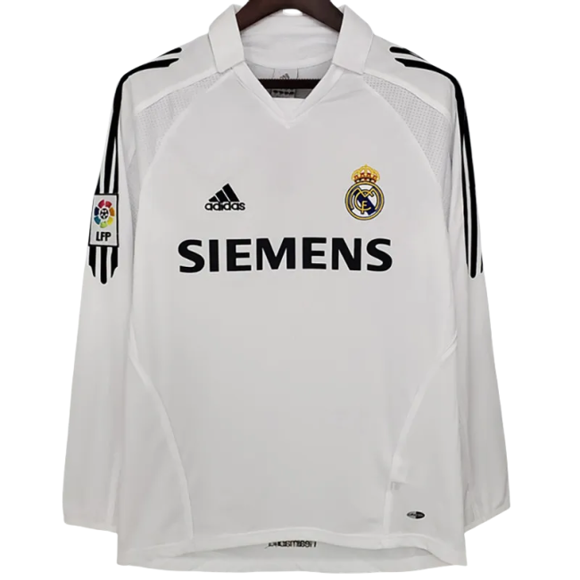 2005-2006  Real Madrid Home Long Sleeve Retro Soccer Jersey