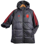 23-24 Spain Black Hooded Cotton Coat Red Edge