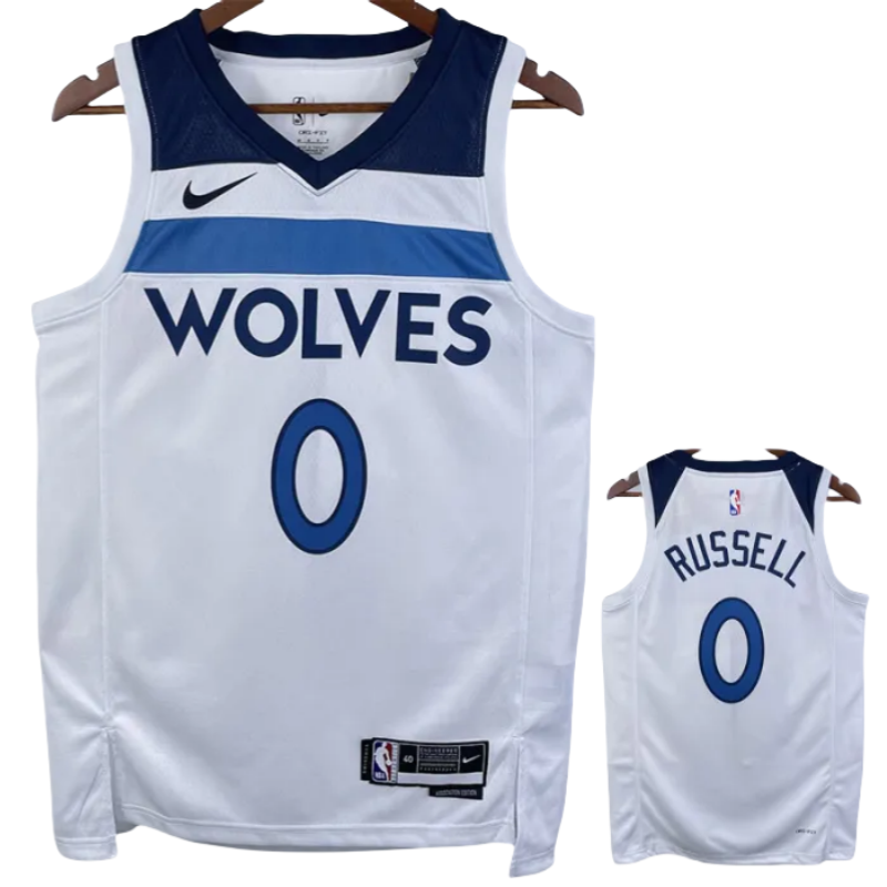 22-23 Timberwolves RUSSELL #0 White Top Quality Hot Pressing NBA Jersey