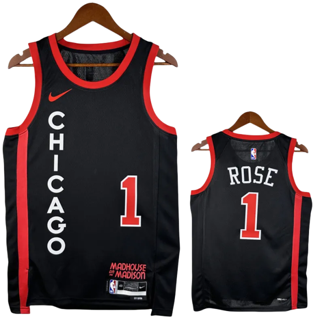 23-24 BULLS ROSE #1 Black City Edition Top Quality Hot Pressing NBA Jersey