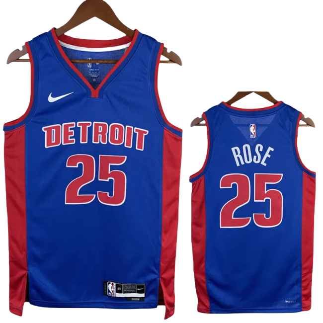 22-23 Pistons ROSE #25 Blue Top Quality Hot Pressing NBA Jersey