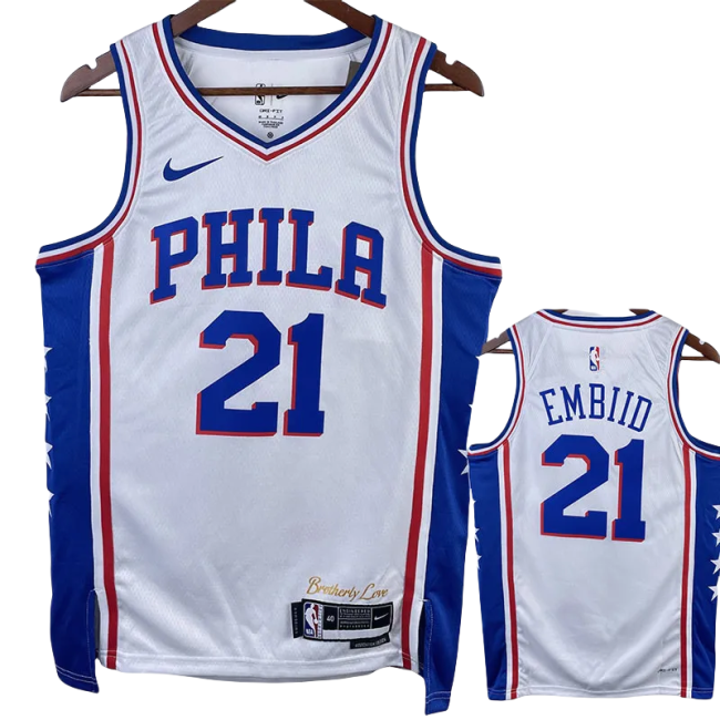 22-23 76ERS EMBIID #21 White Top Quality Hot Pressing NBA Jersey