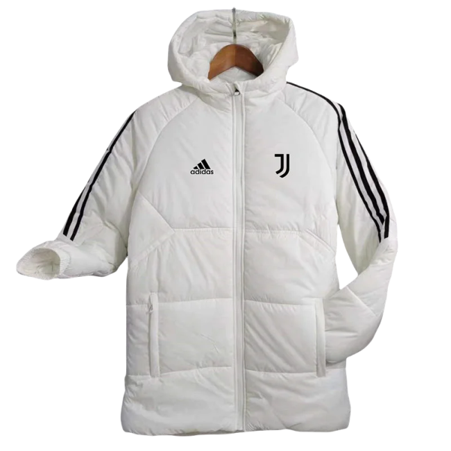 23-24 JUV White Hooded Cotton Coat Black Edge