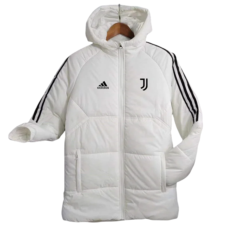 23-24 JUV White Hooded Cotton Coat Black Edge