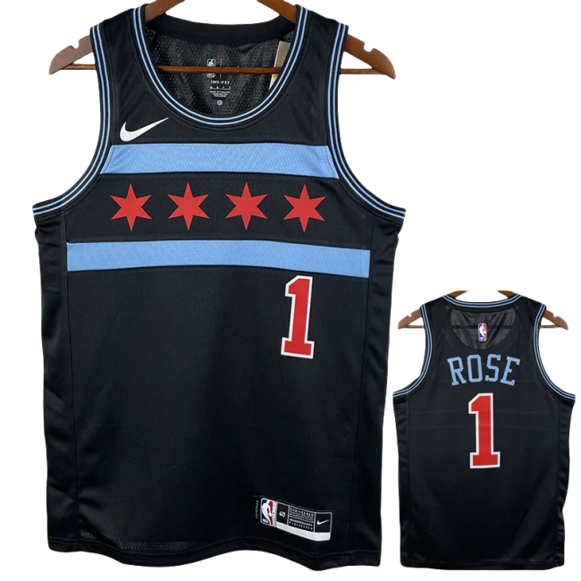 2019 BULLS ROSE #1 Black City Edition Top Quality Hot Pressing NBA Retro Jersey