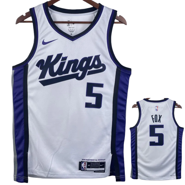 23-24 Kings FOX #5 White Top Quality Hot Pressing NBA Jersey