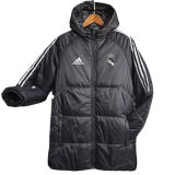 23-24 Real Madrid Black Hooded Cotton Coat White Edge