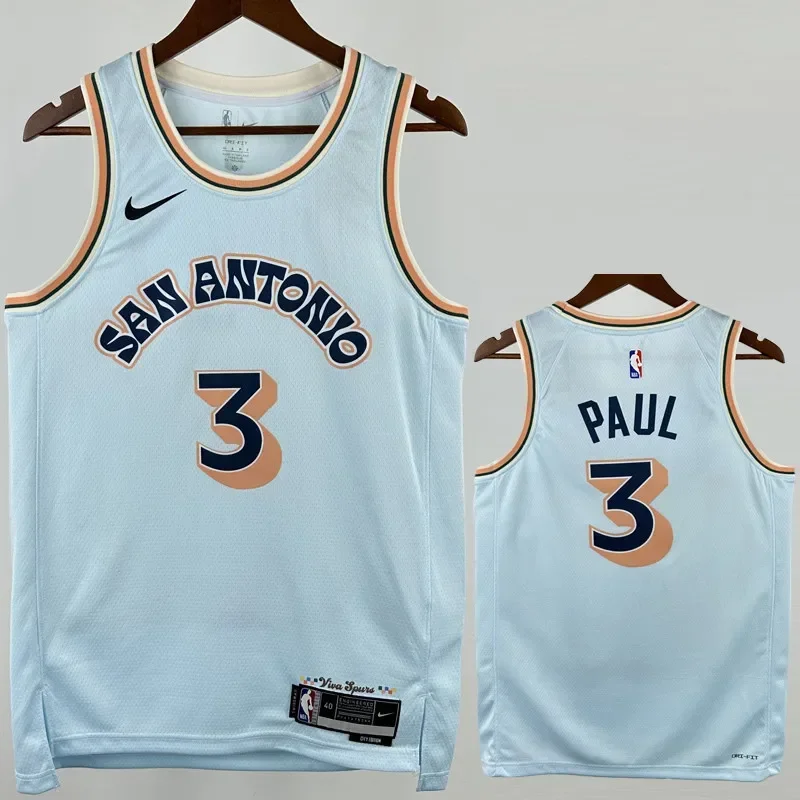 24-25 SA Spurs PAUL #3 Light blue City Edition Top Quality Hot Pressing NBA Jersey