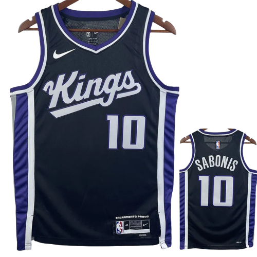 23-24 Kings SABONIS #10 Black Top Quality Hot Pressing NBA Jersey