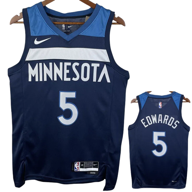 22-23 Timberwolves EDWARDS #5 Blue Top Quality Hot Pressing NBA Jersey