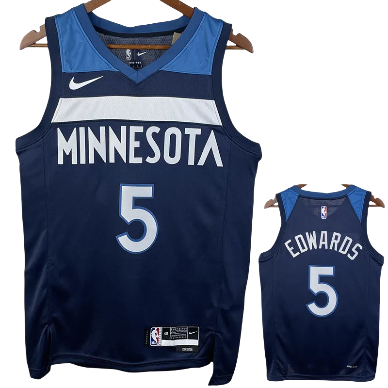 22-23 Timberwolves EDWARDS #5 Blue Top Quality Hot Pressing NBA Jersey