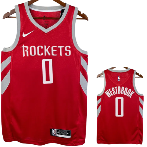 2018-19 ROCKETS WESTBROOK #0 Red Away Top Quality Hot Pressing NBA Jersey