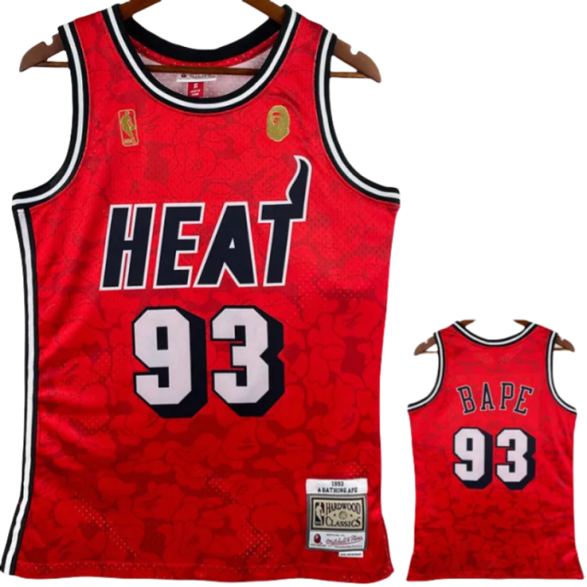 2023 HEAT & BAPE #93 Red Top Quality Hot Pressing NBA Jersey