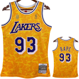 2023 LAKERS & BAPE #93 Yellow Top Quality Hot Pressing NBA Jersey