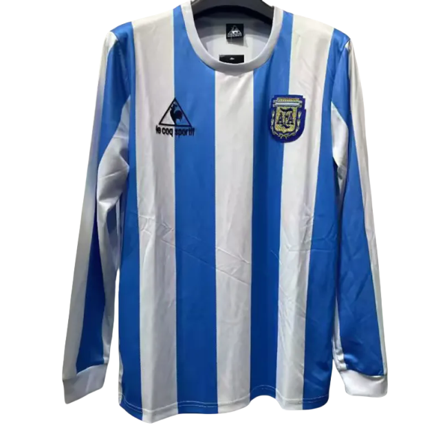 1986 Argentina Home Long Sleeve Retro Soccer Jersey