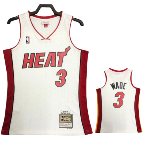 2005-06 Heat WADE #3 White Top Quality Hot Pressing NBA Jersey