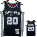 2002-03 SA Spurs GINOBILI #20 Black Retro Top Quality Hot Pressing NBA Jersey