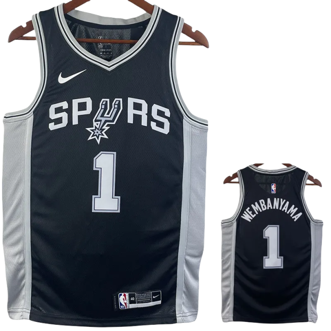 22-23 SA Spurs WEMBANYAMA #1 Black Top Quality Hot Pressing NBA Jersey