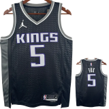 22-23 Kings FOX #5 Black Top Quality Hot Pressing NBA Jersey (Trapeze Edition)