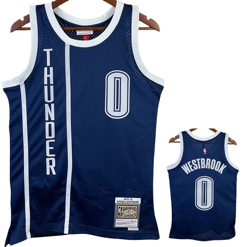 2015-16 OKC WESTBROOK #0 Royal Blue Retro Top Quality Hot Pressing NBA Jersey