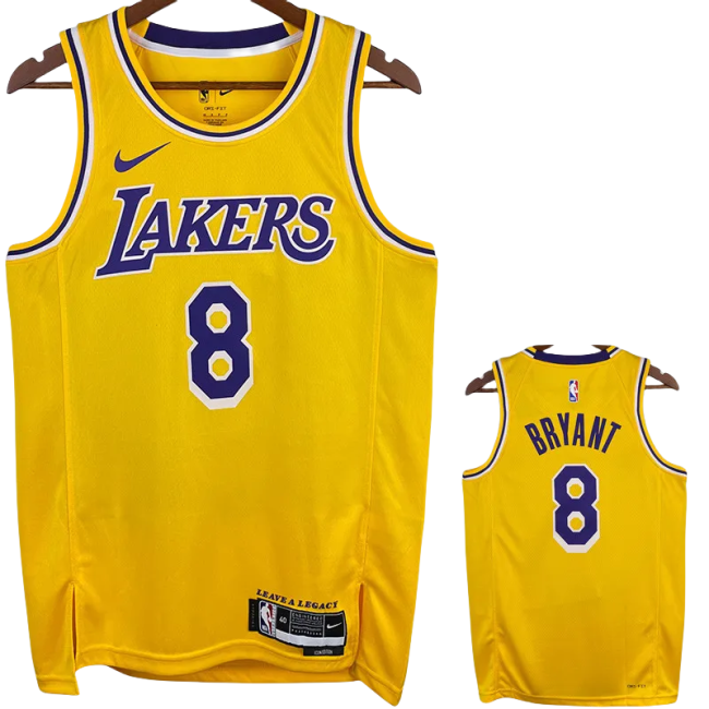 22-23 LAKERS BRYANT #8 Yellow Top Quality Hot Pressing NBA Jersey