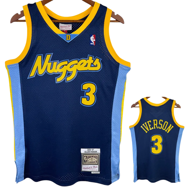 2006-07 Nuggets IVERSON #3 Royal Blue Retro Top Quality Hot Pressing NBA Jersey