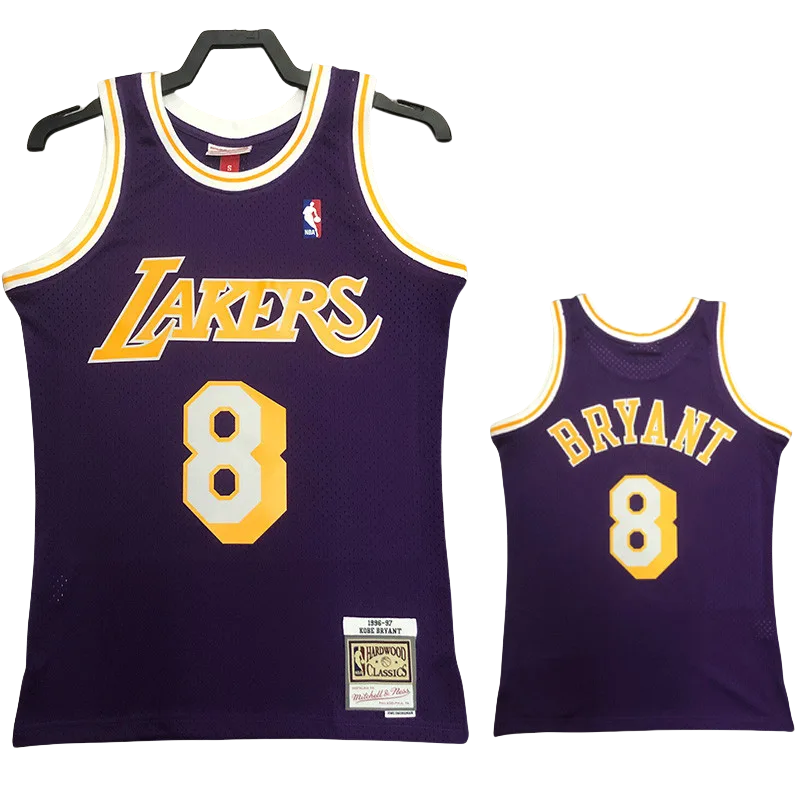 1996-97 LAKERS BRYANT #8 Purple Retro Top Quality Hot Pressing NBA Jersey
