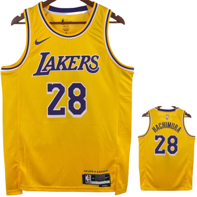 22-23 LAKERS HACHIMURA #28 Yellow Top Quality Hot Pressing NBA Jersey