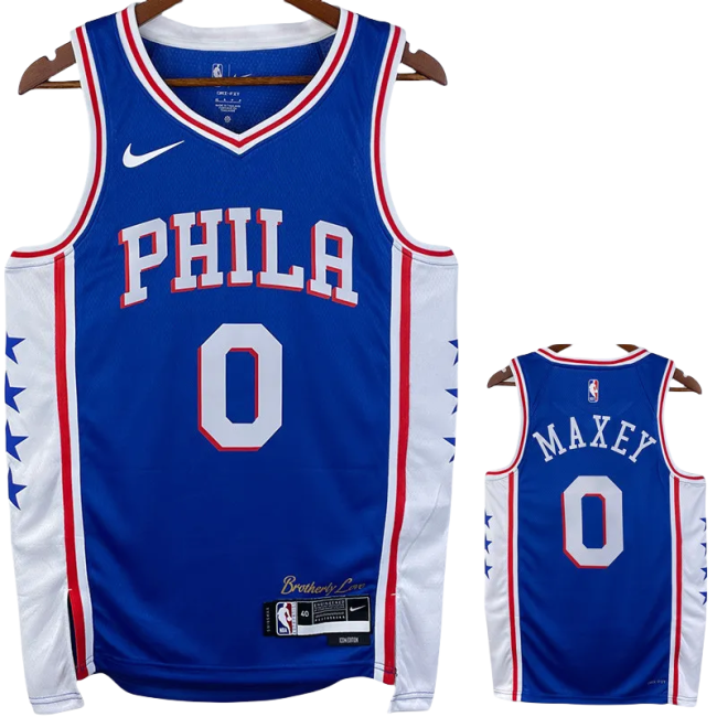 22-23 76ERS MAXEY #0 Blue Top Quality Hot Pressing NBA Jersey