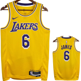 22-23 LAKERS JAMES #6 Yellow Top Quality Hot Pressing NBA Jersey