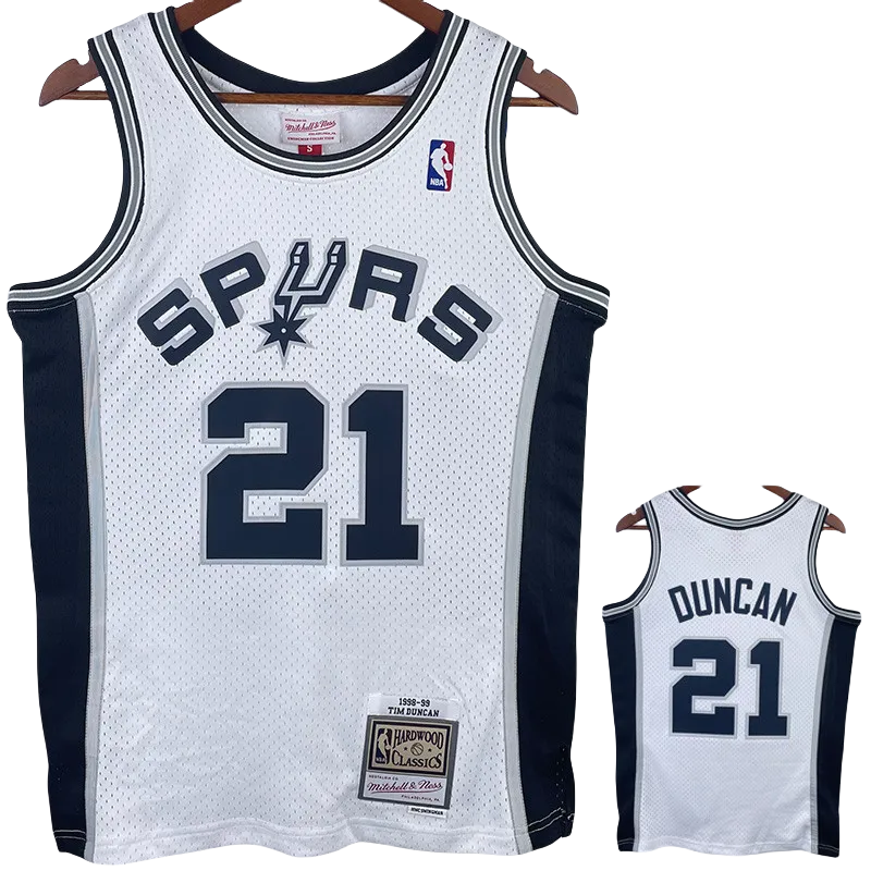 1993-94 SA Spurs DUNCAN #21 White Retro Top Quality Hot Pressing NBA Jersey