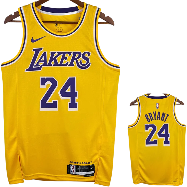 22-23 LAKERS BRYANT #24 Yellow Top Quality Hot Pressing NBA Jersey
