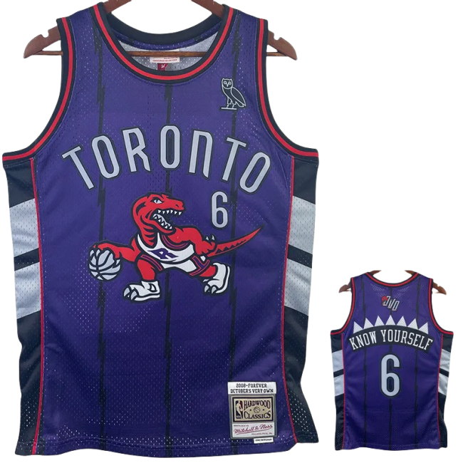 Raptors KNOW YOURSELF #6 Purple Retro Top Quality Hot Pressing NBA Jersey