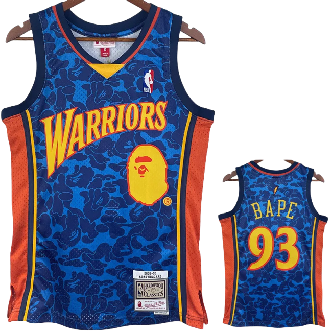 2023 WARRIORS & BAPE #93 Blue Top Quality Hot Pressing NBA Jersey