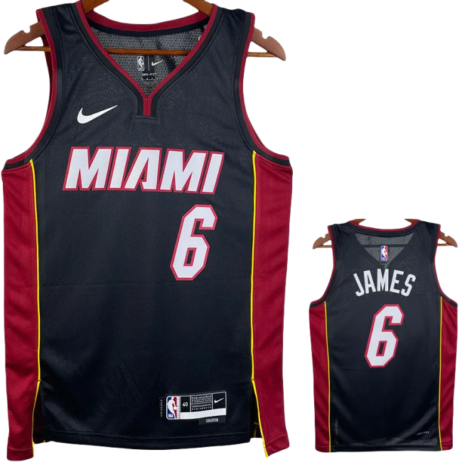 22-23 HEAT JAMES #6 Black Top Quality Hot Pressing NBA Jersey