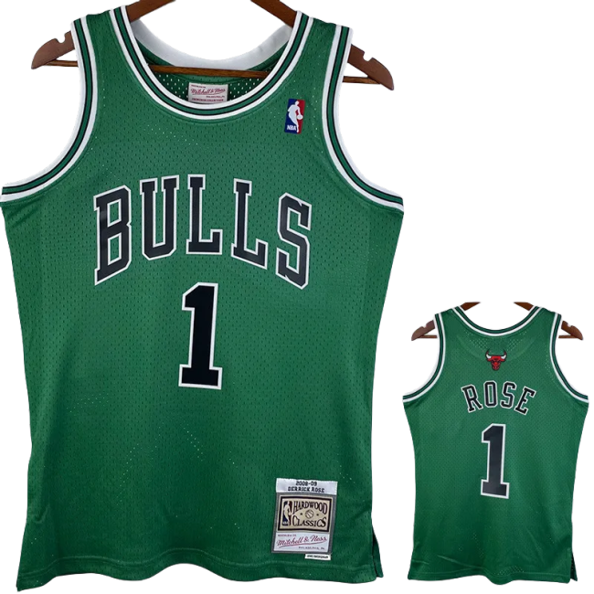 2008-09 BULLS ROSE #1 Green Retro Top Quality Hot Pressing NBA Jersey