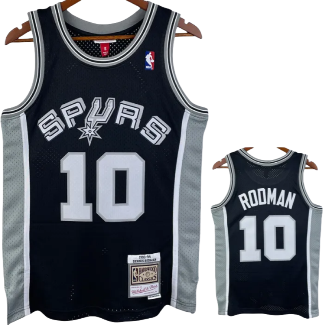 1993-94 SA Spurs RODMAN #10 Black Retro Top Quality Hot Pressing NBA Jersey