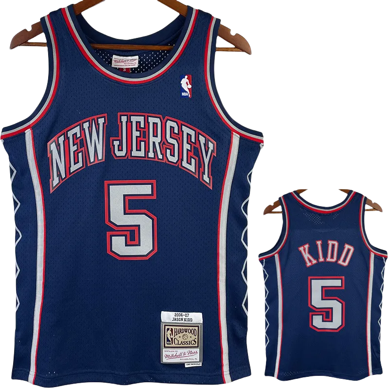2006-07 NETS KIDD #5 Dark Blue Retro Top Quality Hot Pressing NBA Jersey