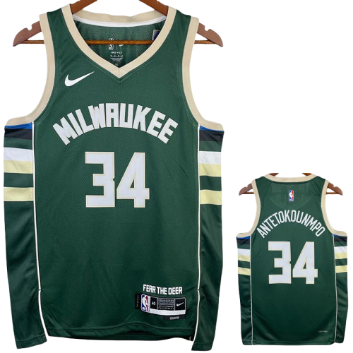 22-23 BUCKS ANTETOKOUNMPO #34 Green Top Quality Hot Pressing NBA Jersey