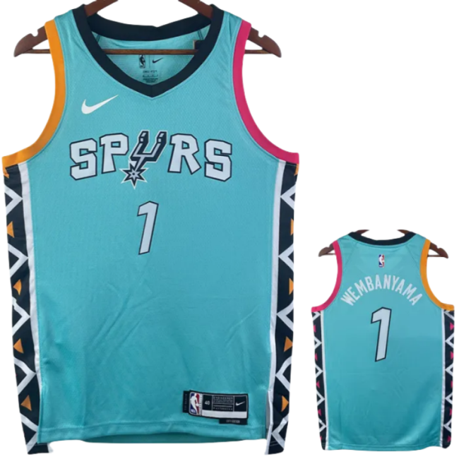 22-23 SA Spurs WEMBANYAMA #1 Blue City Edition Top Quality Hot Pressing NBA Jersey