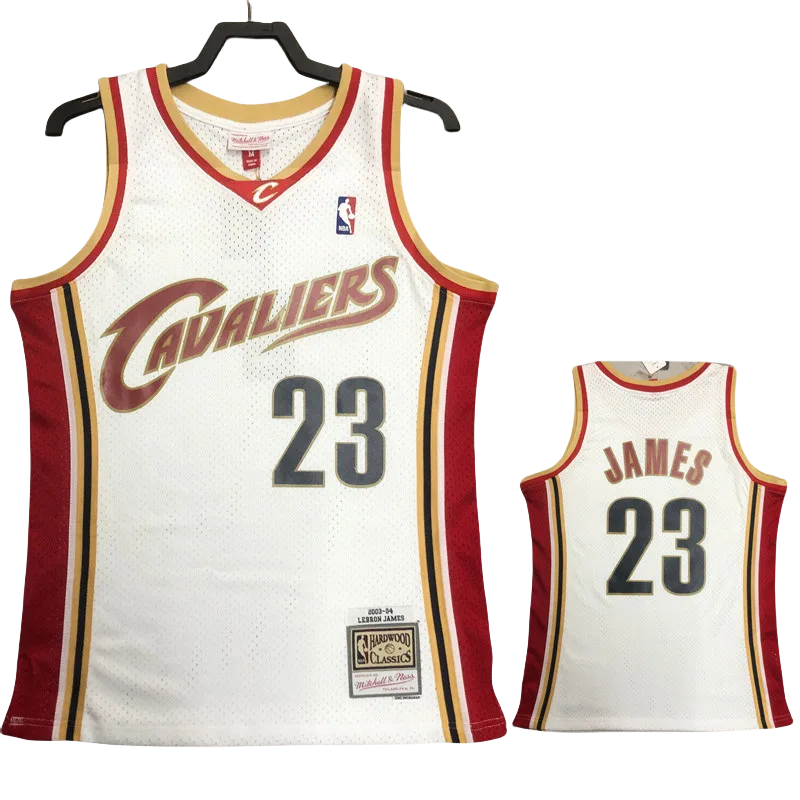 2003-04 Cleveland Cavaliers JAMES #23 White Retro Top Quality Hot Pressing NBA Jersey