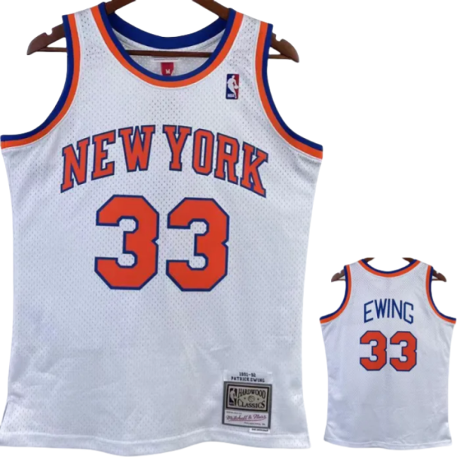 1991-92 KNICKS EWING #33 White Retro Top Quality Hot Pressing NBA Jersey