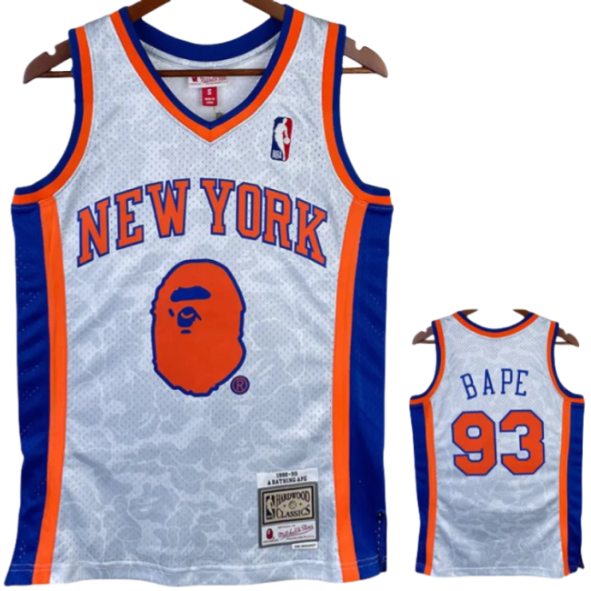 2023 Knicks & BAPE #93 White Top Quality Hot Pressing NBA Jersey